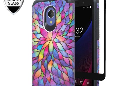 Alcatel 1x Evolve, TCL LX, Avalon V, IdealXTRA Case, [Includes Temper Glass Screen Protector] Slim Hybrid Dual Layer [Shock Resistant] Cover -  Rainbow Flower For Sale