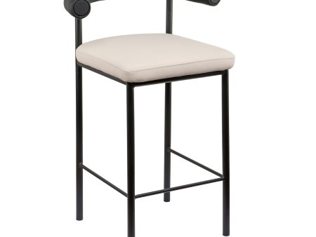 Sarantino Cedric Bar Stool W  High-density Foam Upholstered In PU Leather Sturdy Iron Frame In Black And Beige For Discount