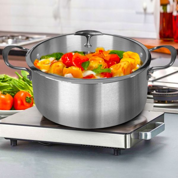 SOGA Stainless Steel Casserole With Lid Induction Cookware 28cm For Discount