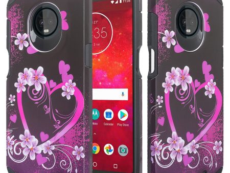 Motorola Moto Z3 Play Case, Moto Z3 Play Slim Hybrid Dual Layer[Shock Resistant] Case for Moto Z3 Play - Heart Butterflies Fashion