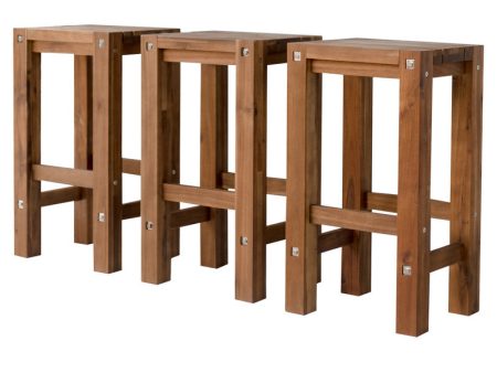 Set of 3 natural bar stools For Discount