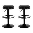 Artiss 2x Bar Stools Leather Padded Gas Lift Black Fashion