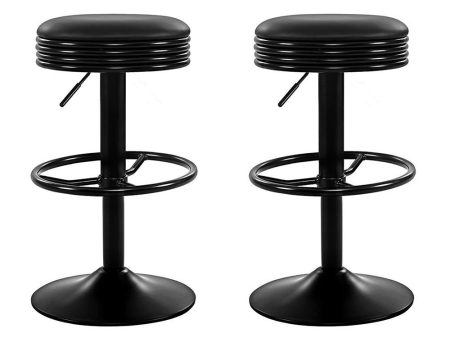 Artiss 2x Bar Stools Leather Padded Gas Lift Black Fashion