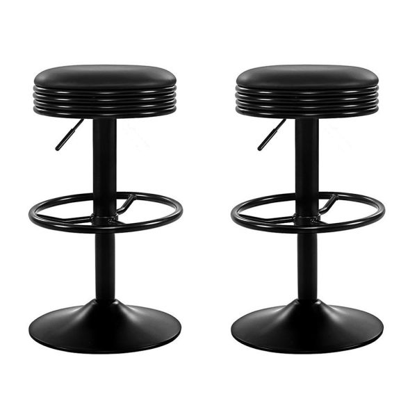 Artiss 2x Bar Stools Leather Padded Gas Lift Black Fashion