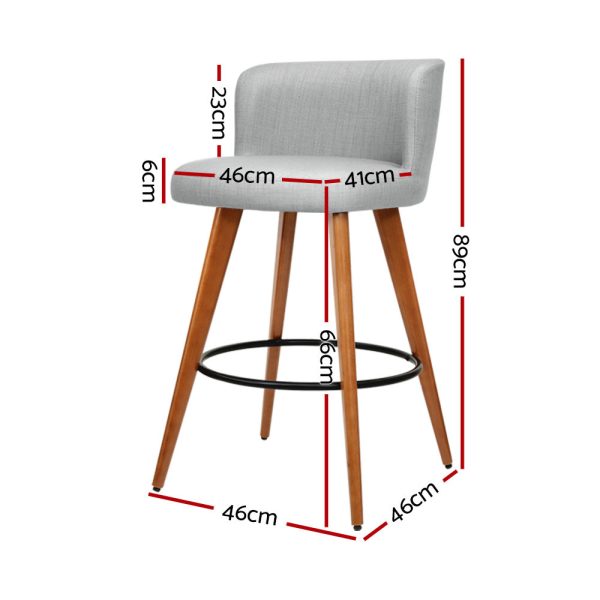 Artiss 4x Bar Stools Linen Padded Wooden Grey on Sale