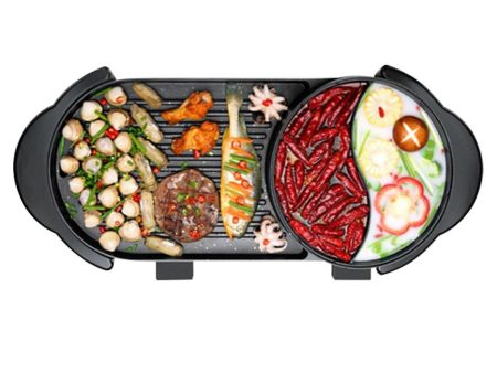 SOGA 2 in 1 Electric Non-Stick BBQ Teppanyaki Grill Plate Steamboat Dual Sided Hotpot Fashion