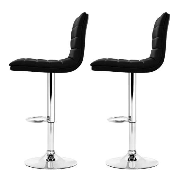 Artiss 2x Bar Stools Padded Leather Gas Lift Black For Discount