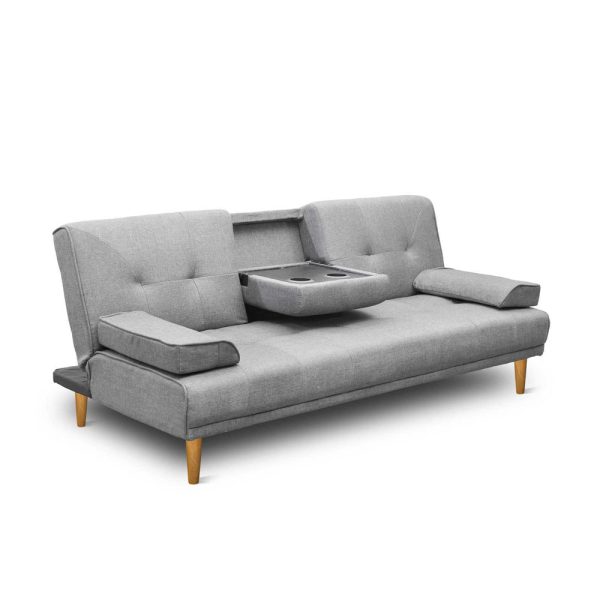 Artiss Sofa Bed 188CM Grey Faux Linen Online Sale