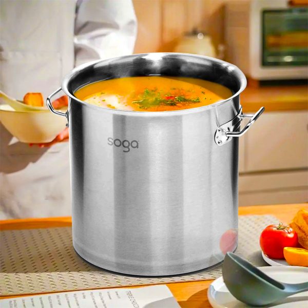 SOGA Stock Pot 21L Top Grade Thick Stainless Steel Stockpot 18 10 Without Lid For Cheap