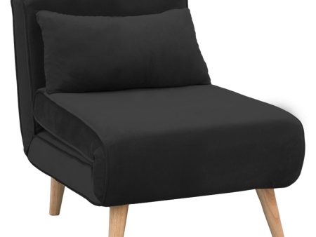 Sarantino Adjustable Chair Single Sofa Bed Faux Velvet - Black on Sale