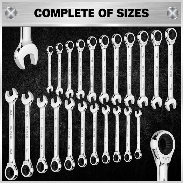 ELEAD 33Pcs Ratchet Wrench Set SAE Metric Wrench Phillips Slotted Bits Adapter For Cheap