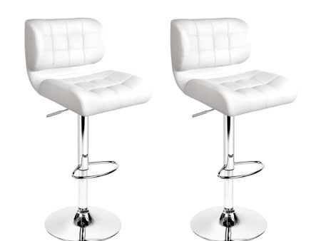 Artiss 2x Bar Stools Gas Lift Leather Padded White For Discount