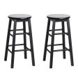 Artiss 2x Bar Stools Round Chairs Wooden Black Online Hot Sale