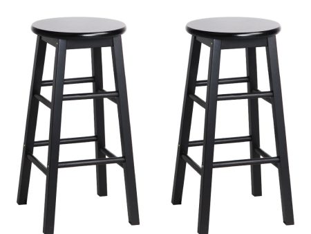 Artiss 2x Bar Stools Round Chairs Wooden Black Online Hot Sale