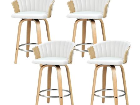 Artiss 4x Bar Stools Swivel Leather Chairs Wooden Supply