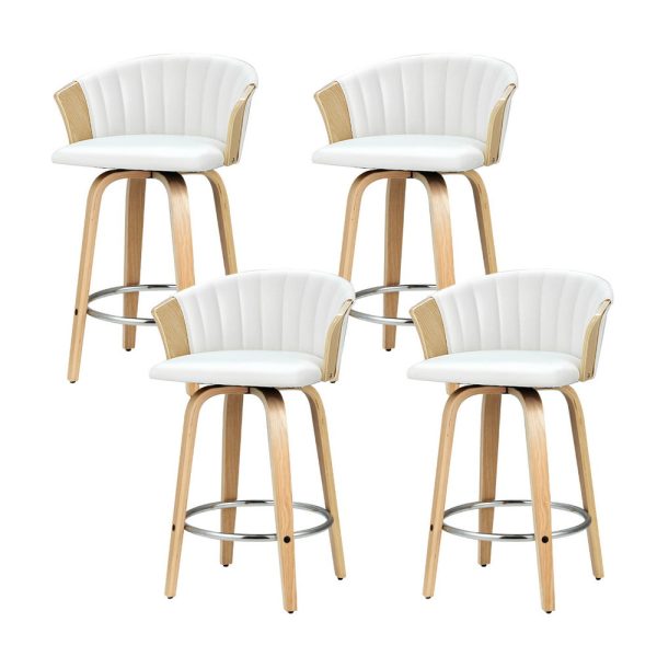 Artiss 4x Bar Stools Swivel Leather Chairs Wooden Supply