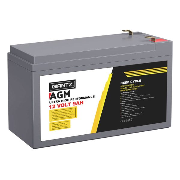 Giantz AGM Deep Cycle Battery 12V 9Ah Box Portable Solar Caravan Camping Online Sale