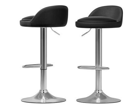 Artiss 2x Bar Stools PU Leather Gas Lift Black Online