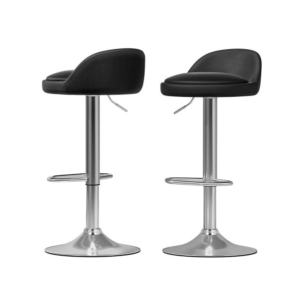 Artiss 2x Bar Stools PU Leather Gas Lift Black Online