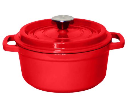 SOGA Cast Iron Enamel Porcelain Stewpot Casserole Stew Cooking Pot With Lid 3.6L Red 24cm Hot on Sale