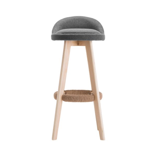 Artiss 2x Bar Stools Padded Linen Wooden Grey Online