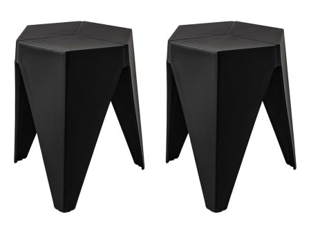 Artiss 2x Bar Stools Puzzle Plastic Foot Stool Black Sale