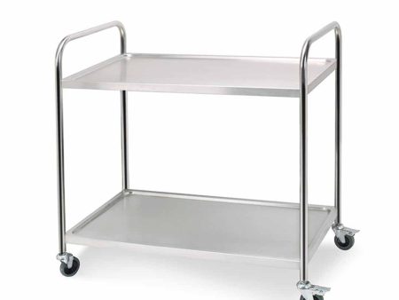 SOGA 2 Tier Stainless Steel Kitchen Dinning Food Cart Trolley Utility Round 86x54x94cm Large Online now