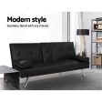 Artiss Sofa Bed 168CM Black PU Leather Discount