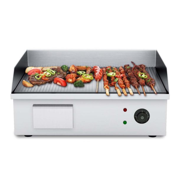 SOGA 2200W Stainless Steel Ribbed Griddle Commercial Grill BBQ Hot Plate 56*48*23 Sale