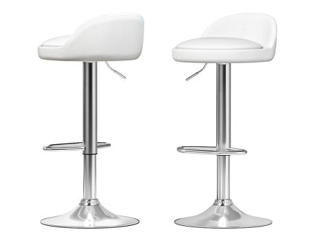 Artiss 2x Bar Stools PU Leather Gas Lift White Sale