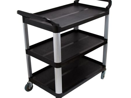 SOGA 3 Tier Food Trolley Food Waste Cart Storage Mechanic Kitchen Black 83.5x43x95cm Small Fashion