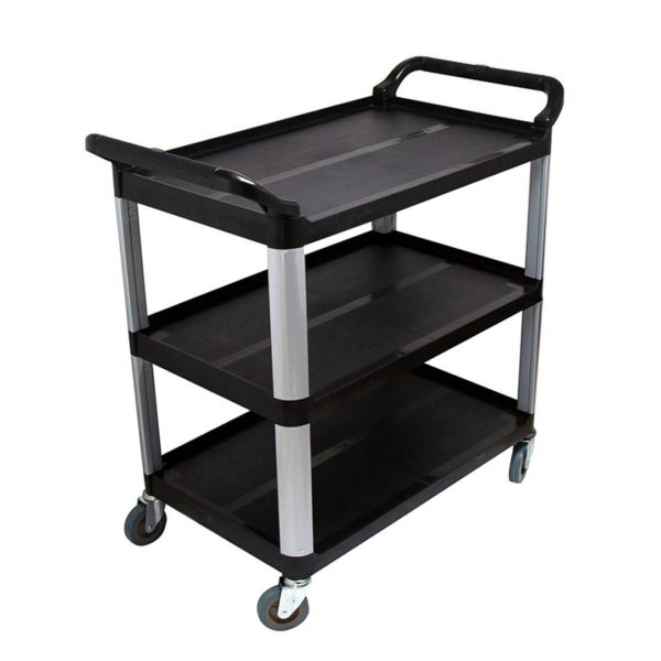 SOGA 3 Tier Food Trolley Food Waste Cart Storage Mechanic Kitchen Black 83.5x43x95cm Small Fashion