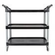 SOGA 3 Tier Food Trolley Food Waste Cart Storage Mechanic Kitchen Black 83.5x43x95cm Small Fashion