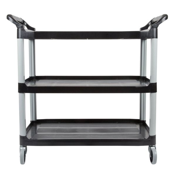 SOGA 3 Tier Food Trolley Food Waste Cart Storage Mechanic Kitchen Black 83.5x43x95cm Small Fashion