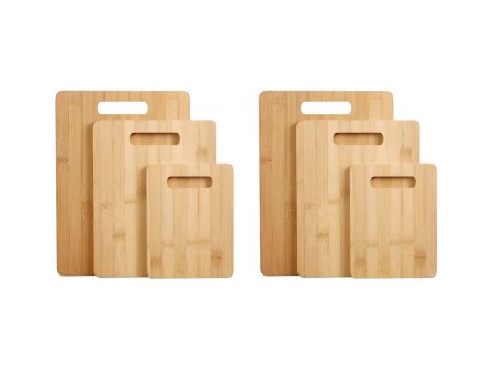 6pcs Bamboo Wood Chopping Board 3-Set Cheese Cutting & Serving Light Wood Tone For Cheap