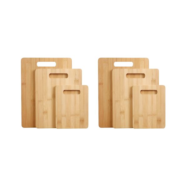 6pcs Bamboo Wood Chopping Board 3-Set Cheese Cutting & Serving Light Wood Tone For Cheap