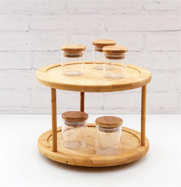 Bamboo Lazy Susan Turntable 2 Tiers Online Hot Sale