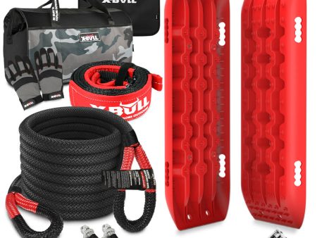 X-BULL Recovery Kit Kinetic Recovery Rope With 2PCS Recovery Tracks Gen2.0 Red For Cheap