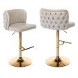 2x Faux Leather Golden Base Swivel Bar Stools- Beige Online Hot Sale