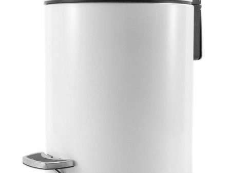 SOGA Foot Pedal Stainless Steel Rubbish Recycling Garbage Waste Trash Bin Round 7L White Online now