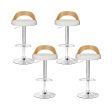 Artiss 4x Bar Stools Adjustable Leather Padded White For Discount