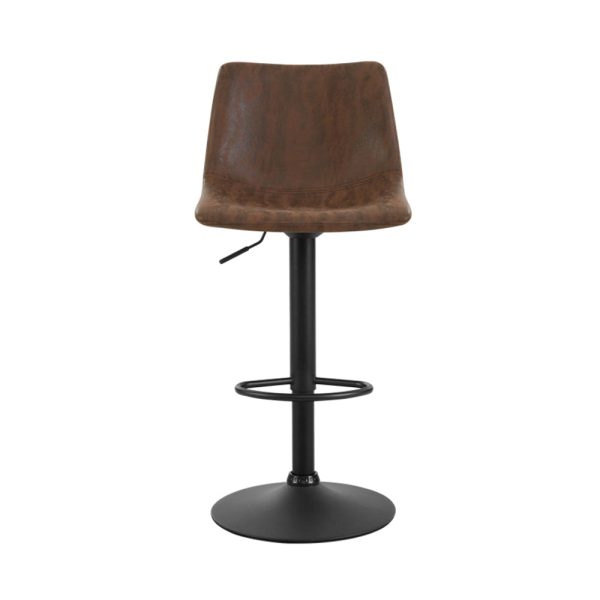 Artiss 2x Bar Stools Vintage Leather Swivel Gas Lift Brown For Discount