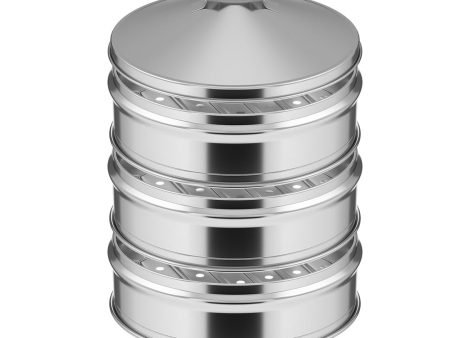 SOGA 3 Tier Stainless Steel Steamers With Lid Work inside of Basket Pot Steamers 25cm Online Hot Sale