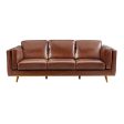 3+2Seater Sofa Brown Leather Lounge Set for Living Room Couch with Wooden Frame Online Sale