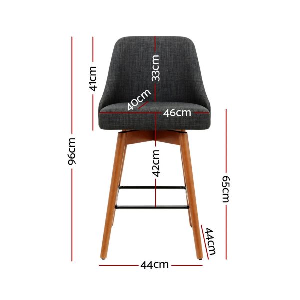 Artiss 2x Bar Stools Swivel Seat Wooden Charcoal Online Hot Sale