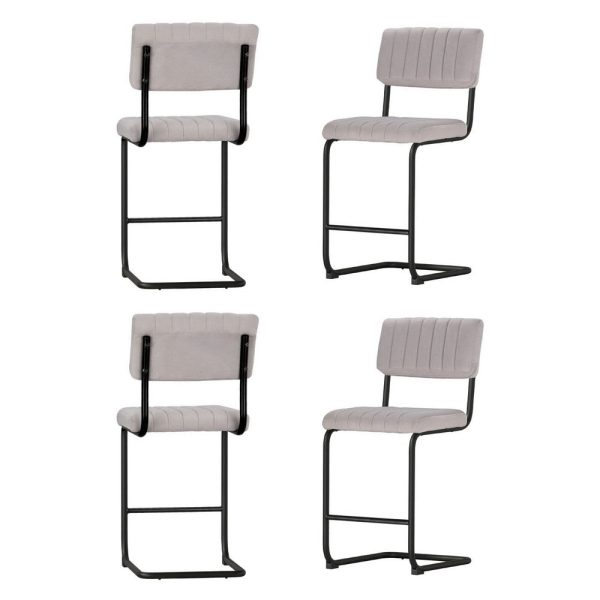 Artiss 4x Bar Stools Velvet Chairs Grey on Sale