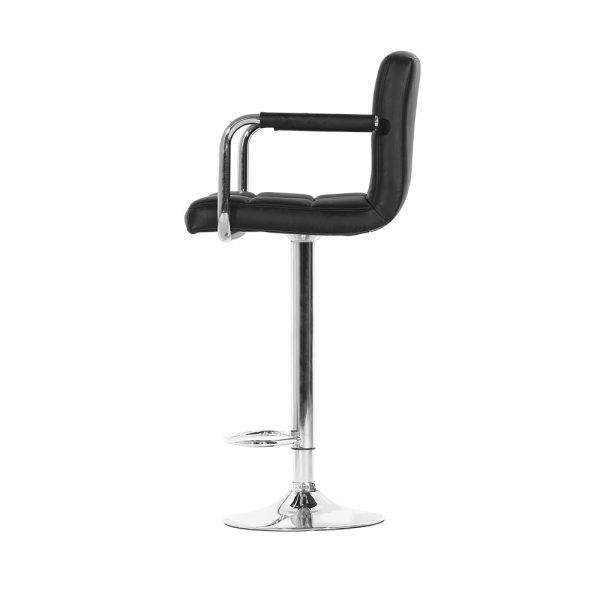 Artiss 4x Bar Stools Leather Gas Lift w Armrest Black on Sale