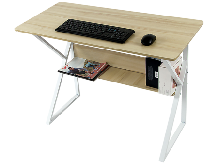 Wood & Metal Computer Desk with Shelf Home Office Furniture Online now