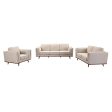 3+2 Seater Sofa Beige Fabric Lounge Set for Living Room Couch with Wooden Frame Supply