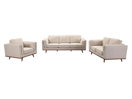 3+2 Seater Sofa Beige Fabric Lounge Set for Living Room Couch with Wooden Frame Supply